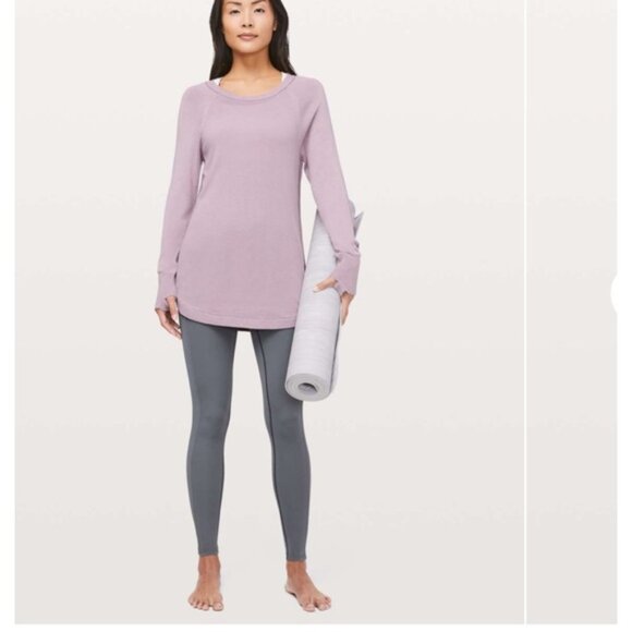 Lululemon Hello Aloe Pullover Sweater Silk Crew Tunic Knit Lightweight Rose Top - Picture 4 of 16